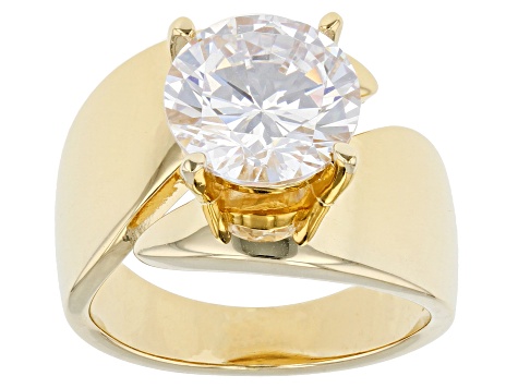 White Cubic Zirconia 18k Yellow Gold Over Sterling Silver Ring 7.70ctw