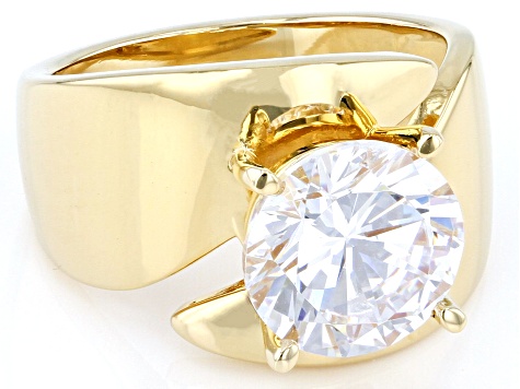 White Cubic Zirconia 18k Yellow Gold Over Sterling Silver Ring 7.70ctw