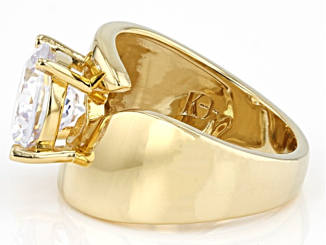 White Cubic Zirconia 18k Yellow Gold Over Sterling Silver Ring 7.70ctw