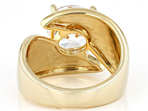 White Cubic Zirconia 18k Yellow Gold Over Sterling Silver Ring 7.70ctw
