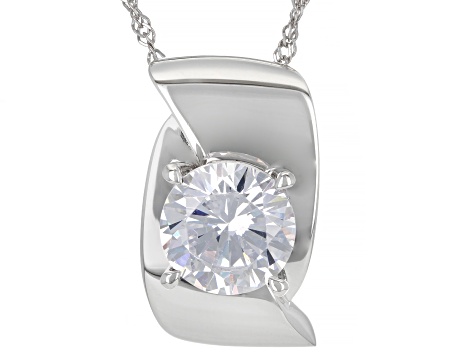 White Cubic Zirconia Rhodium Over Sterling Silver Pendant With Chain 7.70ctw