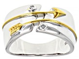 White Cubic Zirconia Rhodium and 14k Yellow Gold Over Sterling Silver Ring 0.04ctw