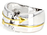 White Cubic Zirconia Rhodium and 14k Yellow Gold Over Sterling Silver Ring 0.04ctw
