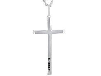 Picture of Rhodium Over Sterling Silver "Warrior" Cross Pendant With Chain
