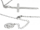 Rhodium Over Sterling Silver "Warrior" Cross Pendant With Chain