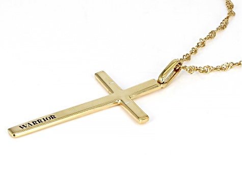 18K Yellow Gold Over Sterling Silver "Warrior" Cross Pendant With Chain
