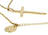 18K Yellow Gold Over Sterling Silver "Warrior" Cross Pendant With Chain