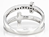 White Cubic Zirconia Rhodium Over Sterling Silver Cross Ring 0.29ctw