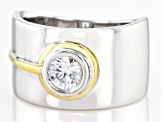 White Cubic Zirconia Rhodium and 18k Yellow Gold Over Sterling Silver Ring 0.89ctw