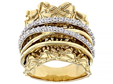 White Cubic Zirconia 18K Yellow Gold Over Silver Ring 1.30ctw