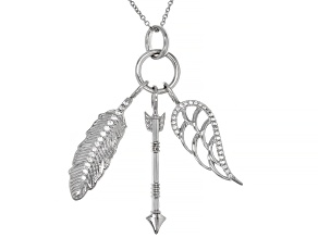 White Cubic Zirconia Rhodium Over Sterling Silver Pendant With Chain 0.58ctw