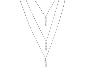 Picture of Rhodium Over Sterling Silver "Faith" "Hope" "Love" Necklace