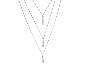 Rhodium Over Sterling Silver "Faith" "Hope" "Love" Necklace