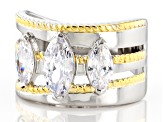 White Cubic Zirconia Platinum And 18k Yellow Gold Over Sterling Silver Ring 2.95ctw