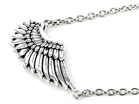 Rhodium Over Sterling Silver "Angel Wing" Necklace