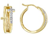 White Cubic Zirconia 18k Yellow Gold Over Sterling Silver Cross Earrings 0.40ctw