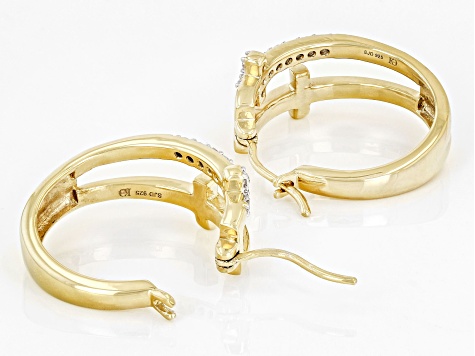 White Cubic Zirconia 18k Yellow Gold Over Sterling Silver Cross Earrings 0.40ctw