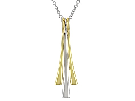 Rhodium And 18k Yellow Gold Over Sterling Silver Pendant With Chain