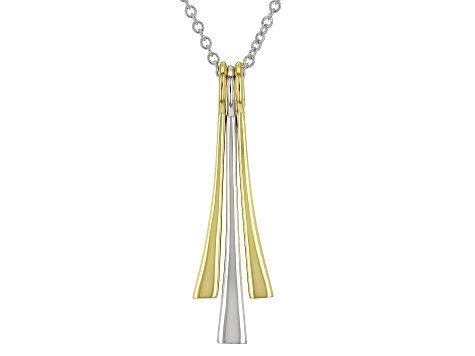 Rhodium And 18k Yellow Gold Over Sterling Silver Pendant With Chain