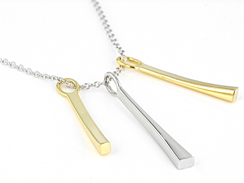 Rhodium And 18k Yellow Gold Over Sterling Silver Pendant With Chain