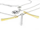 Rhodium And 18k Yellow Gold Over Sterling Silver Pendant With Chain