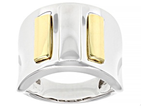 Rhodium And 18k Yellow Gold Over Sterling Silver Ring