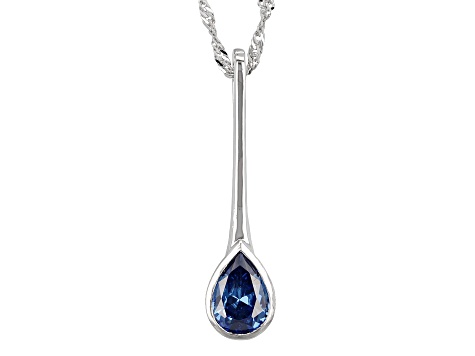 Blue Cubic Zirconia Rhodium Over Sterling Silver Pendant With Chain 2.99ctw