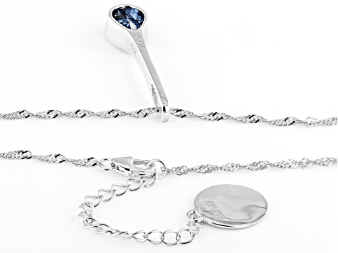 Blue Cubic Zirconia Rhodium Over Sterling Silver Pendant With Chain 2.99ctw