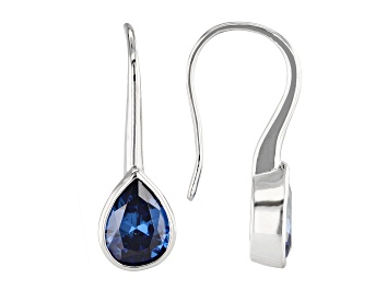 Picture of Blue Cubic Zirconia Rhodium Over Sterling Silver Earrings 5.98ctw