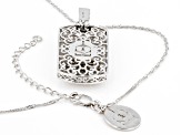 White Cubic Zirconia Rhodium Over Sterling Silver Dog Tag Pendant With Chain 7.11ctw