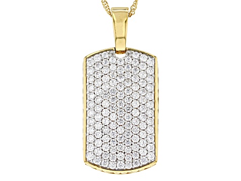 Men's Diamond Dog Tag Pendant 7/8 ct tw Round-cut 10K Yellow Gold