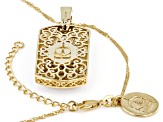 White Cubic Zirconia 18k Yellow Gold Over Sterling Silver Dog Tag Pendant With Chain 7.11ctw