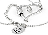Rhodium Over Sterling Silver "Heart Shaped" "Faith" "Hope" "Love" Pendant With Chain