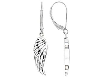 Picture of Rhodium Over Sterling Silver Angel Wing Earrings