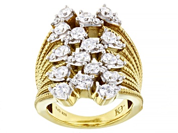 Picture of White Cubic Zirconia 18k Yellow Gold Over Sterling Silver Ring 3.40ctw