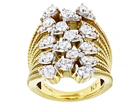 White Cubic Zirconia 18k Yellow Gold Over Sterling Silver Ring 