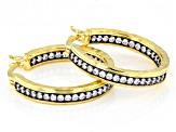 White Cubic Zirconia 18k Yellow Gold Over Bronze And Black Rhodium Earrings 1.61ctw