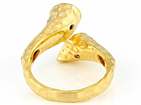 White Cubic Zirconia 18k Yellow Gold Over Bronze And Black Rhodium Ring 3.00ctw