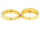 18k Yellow Gold Over Bronze Rings Set of 3