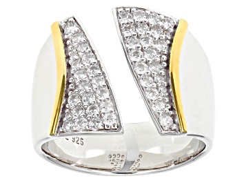 Picture of White Cubic Zirconia Rhodium & 18k Yellow Gold Over Sterling Silver Ring 1.00ctw