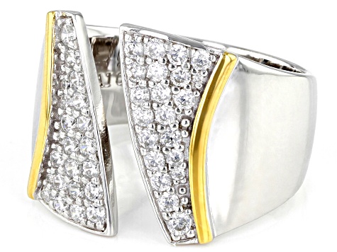 White Cubic Zirconia Rhodium & 18k Yellow Gold Over Sterling Silver Ring 1.00ctw