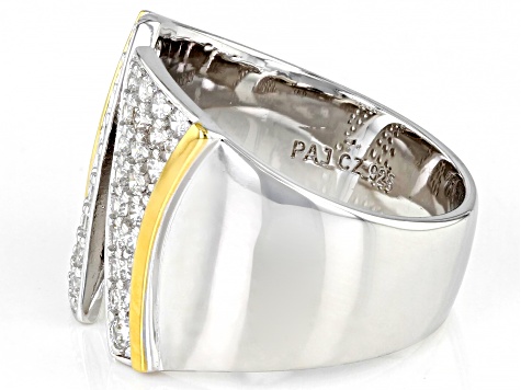 White Cubic Zirconia Rhodium & 18k Yellow Gold Over Sterling Silver Ring 1.00ctw