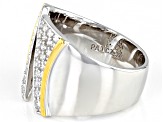 White Cubic Zirconia Rhodium & 18k Yellow Gold Over Sterling Silver Ring 1.00ctw
