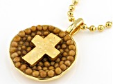 18k Yellow Gold Over Bronze Mustard Seed Anniversary Pendant With Chain