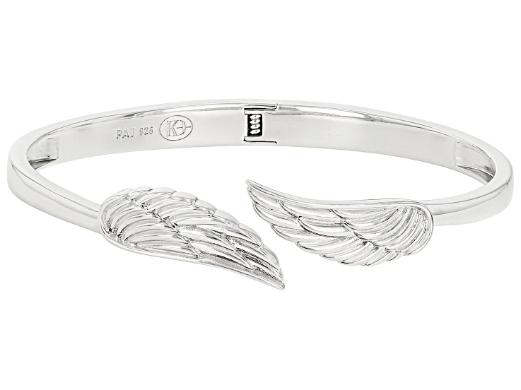Rhodium Over Sterling Silver Angel Wing Bracelet - KDN054 | JTV