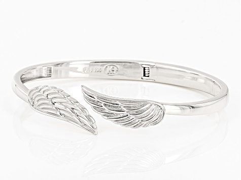 Rhodium Over Sterling Silver Angel Wing Bracelet