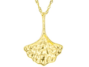 Picture of 18k Yellow Gold Over Sterling Silver Gingko Leaf Pendant With Chain