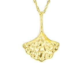 18k Yellow Gold Over Sterling Silver Gingko Leaf Pendant With Chain