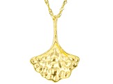 18k Yellow Gold Over Sterling Silver Gingko Leaf Pendant With Chain