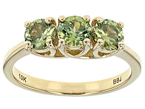 Green Demantoid 10k Yellow Gold Band Ring .99ctw